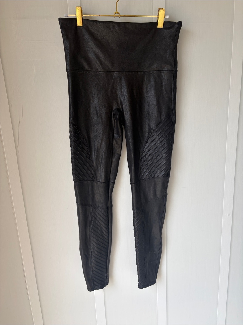SPANX Black High-Waist Moto-Detail Skinny Jeans